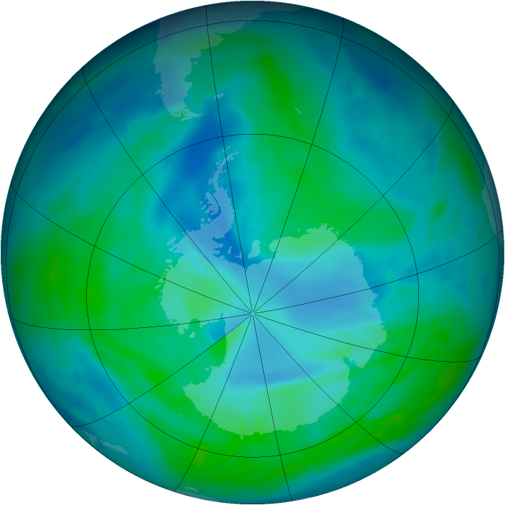 Antarctic ozone map for 29 December 2008